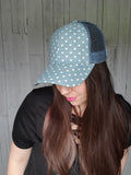 CC Polka Dot Mesh Hat / Denim