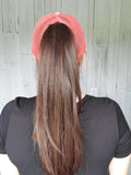 CC Distressed Ponytail Ball Cap / Coral