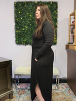 PLUS SIZE V Shape Smocking Long Skirt / Black