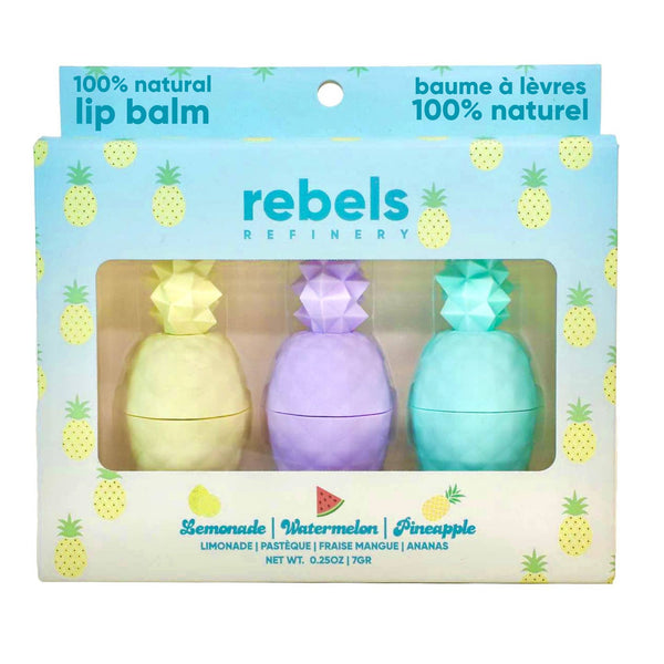 Rebels Refinery Lip Balm Gift Set Pineapple 3 Pack Summer