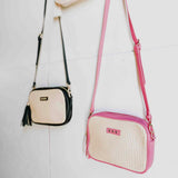 Silvia Straw Camera Bag / Fuchsia