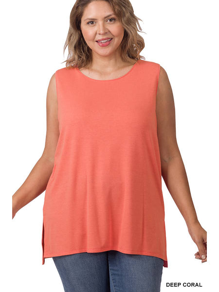 Plus Round Neck Tank / Coral