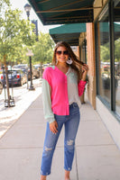 PLUS SIZE Kylan Color Block Pocket Top / Pink