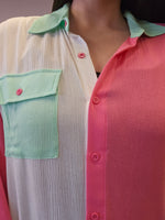 PLUS SIZE Kylan Color Block Pocket Top / Pink