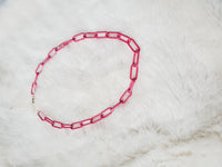 Large Chain Link Necklace / Bright Pink