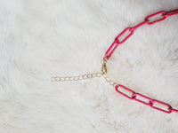 Large Chain Link Necklace / Bright Pink