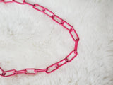 Large Chain Link Necklace / Bright Pink