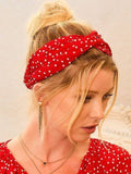 Heart Print Satin Hairband / Red