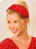 Heart Print Satin Hairband / Red